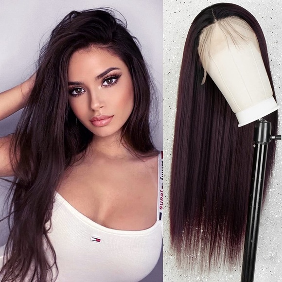- ♥️22” BURGUNDY OMBRÉ STRAIGHT Lace Front Wig *NWT*💖